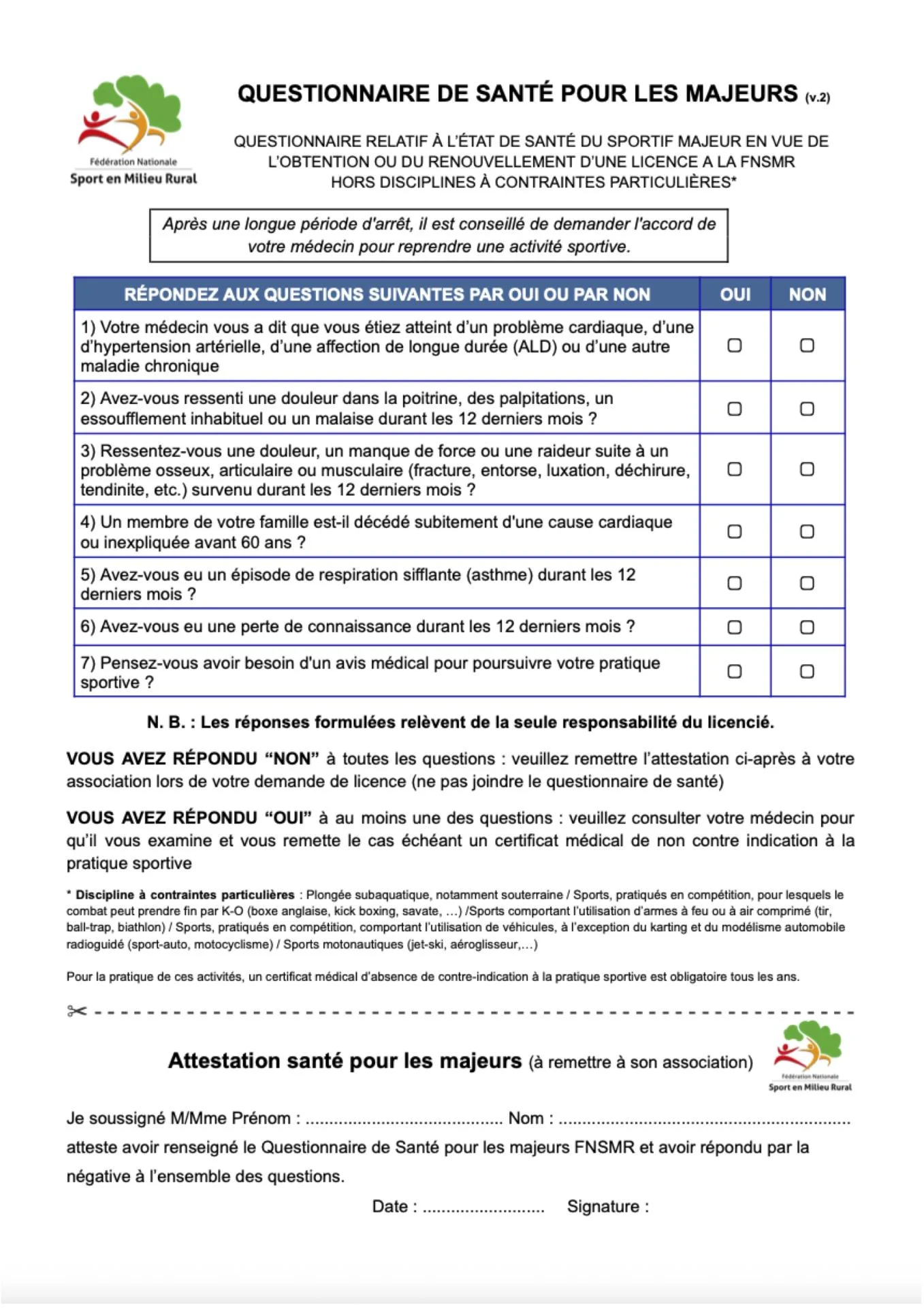Questionnaire sante 2026 2027